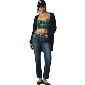 Re/Done 70s High-Rise Stove Pipe Comfort Stretch Raw Hem Denim Jeans Size 26